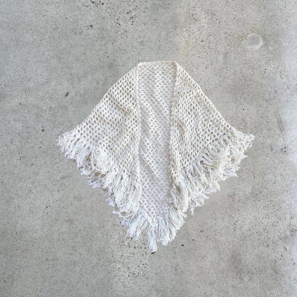 white crochet shawl